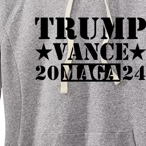 Donald Trump Jd Vance 2024 Maga Army Stamp Black Logo Women's Fleece Hoodie