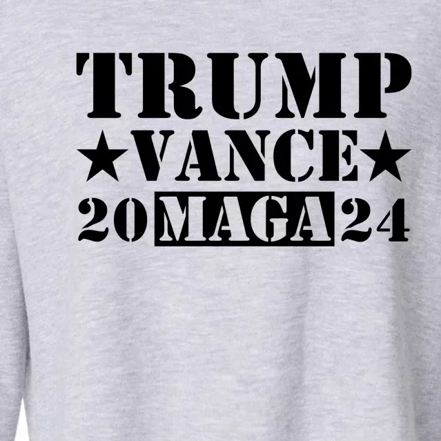 Donald Trump Jd Vance 2024 Maga Army Stamp Black Logo Cropped Pullover Crew