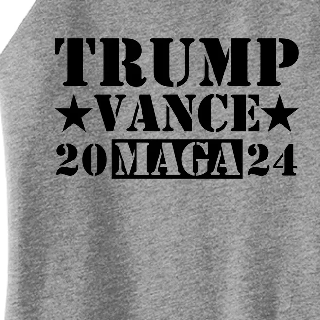 Donald Trump Jd Vance 2024 Maga Army Stamp Black Logo Women’s Perfect Tri Rocker Tank