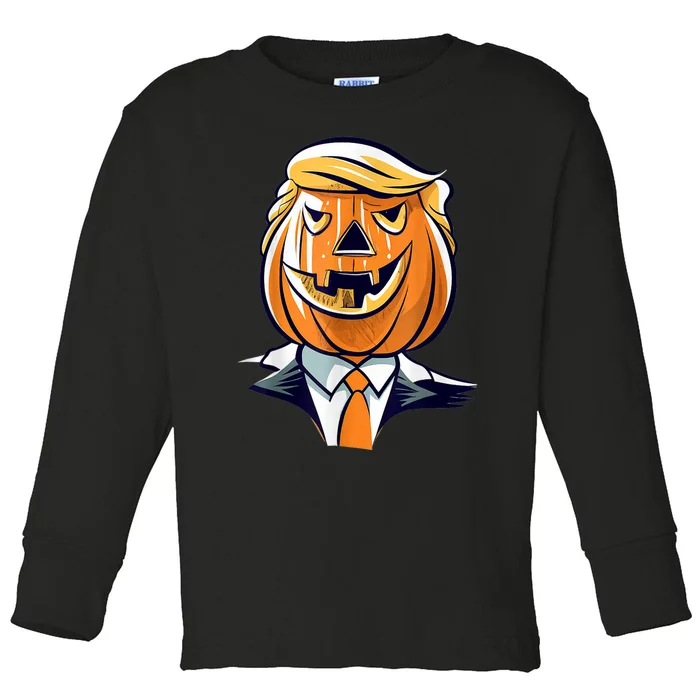 Donald Trumpkin JackOLantern Pumpkin Halloween Trump Toddler Long Sleeve Shirt