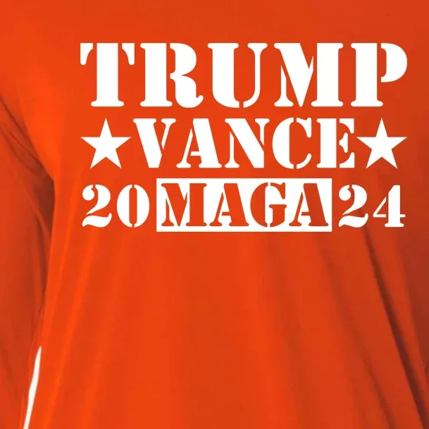 Donald Trump Jd Vance 2024 Maga Army Stamp Cooling Performance Long Sleeve Crew