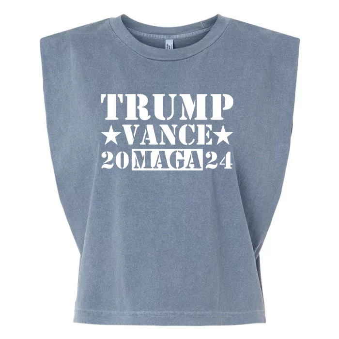 Donald Trump Jd Vance 2024 Maga Army Stamp Garment-Dyed Women's Muscle Tee