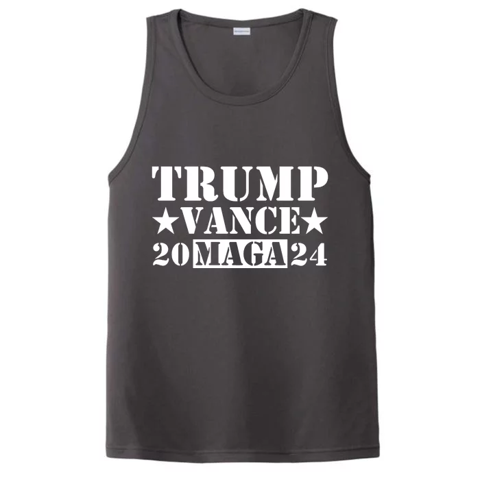 Donald Trump Jd Vance 2024 Maga Army Stamp Performance Tank