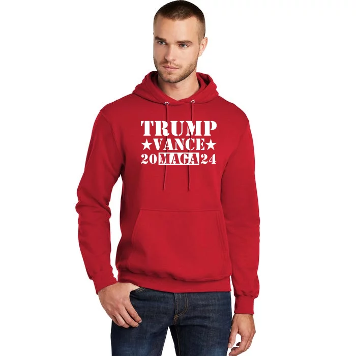 Donald Trump Jd Vance 2024 Maga Army Stamp Tall Hoodie