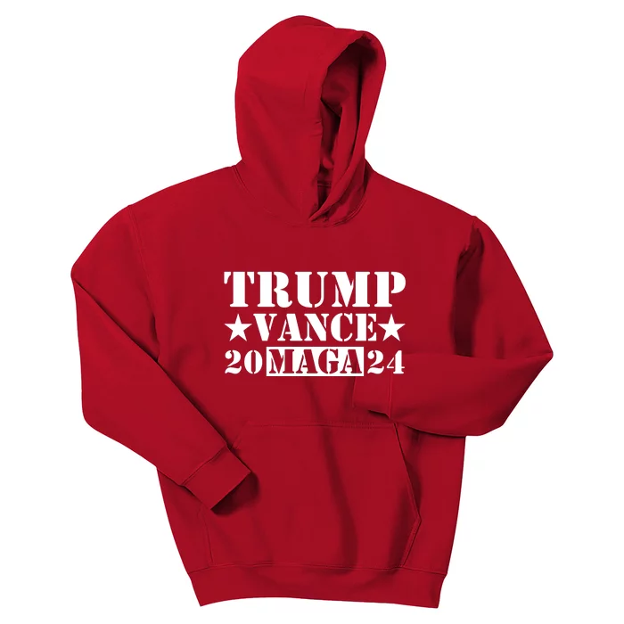 Donald Trump Jd Vance 2024 Maga Army Stamp Kids Hoodie