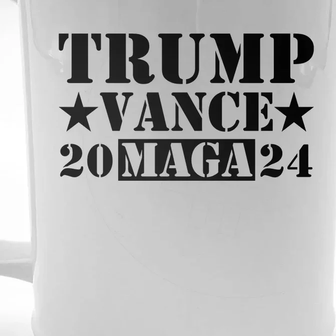 Donald Trump Jd Vance 2024 Maga Army Stamp Front & Back Beer Stein