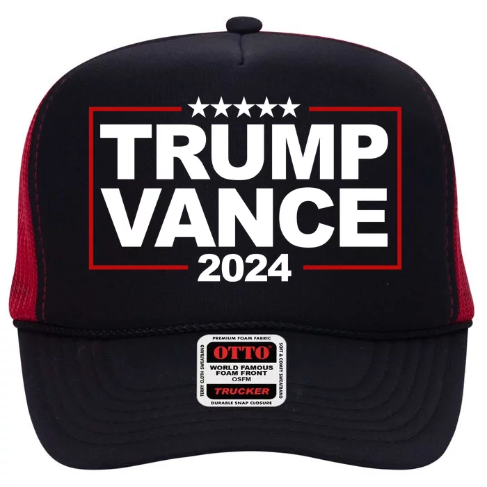 Donald Trump J. D. Vance Vice President 2024 High Crown Mesh Trucker Hat