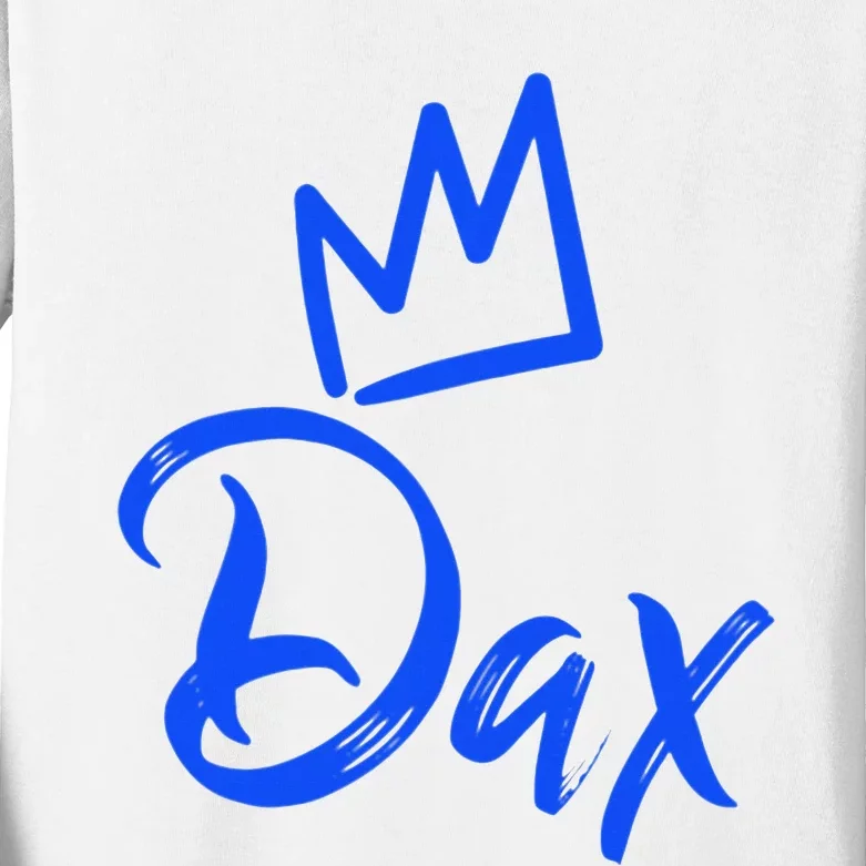 Dax The King Blue Crown & Name Kids Long Sleeve Shirt