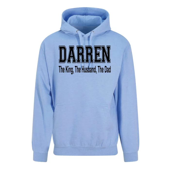 Darren The King The Husband The Dad Cool Gift Unisex Surf Hoodie