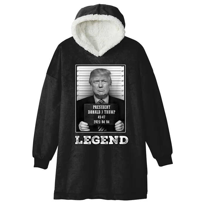 Trump 2024 Mugshot President Legend Hooded Wearable Blanket