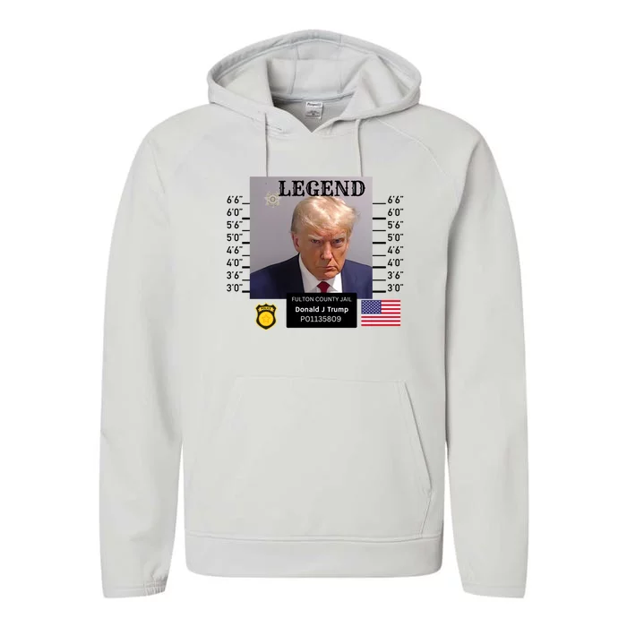 Donald Trump Legend Mugshot Defiant Silent Finger Gift Performance Fleece Hoodie