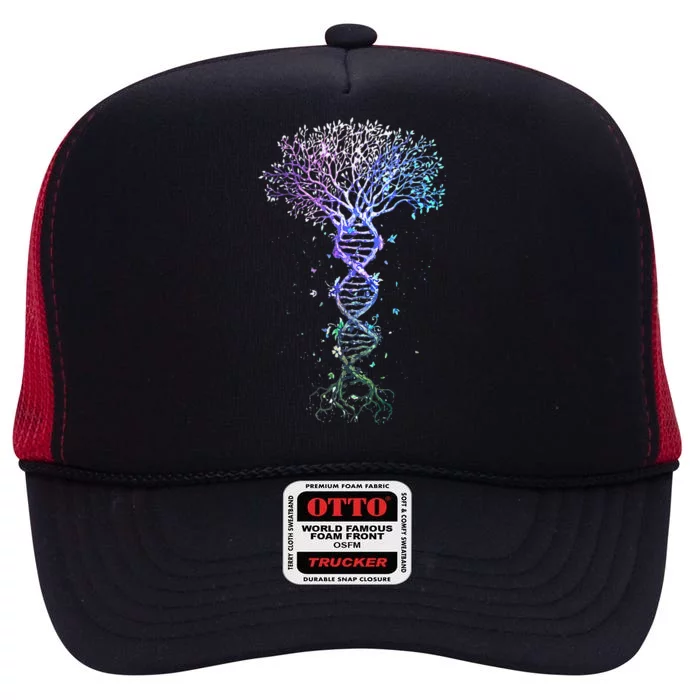 DNA Tree Life Earth Genetics Biologist Science Gift High Crown Mesh Trucker Hat