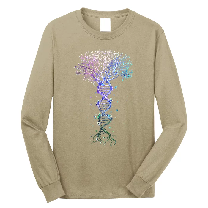 DNA Tree Life Earth Genetics Biologist Science Gift Long Sleeve Shirt