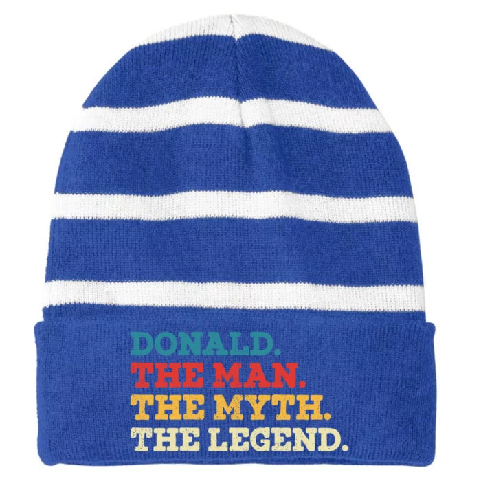 Donald The Legend Pro Trump 2020 Supporter Gift Striped Beanie with Solid Band