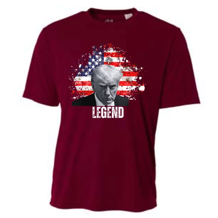 Donald Trump Legend Mug Shot American Flag Cooling Performance Crew T-Shirt