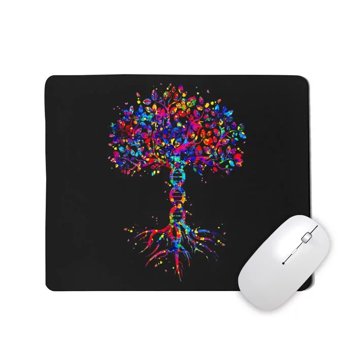 DNA Tree Life Watercolor Genetic Biologist Science Earth Day Mousepad