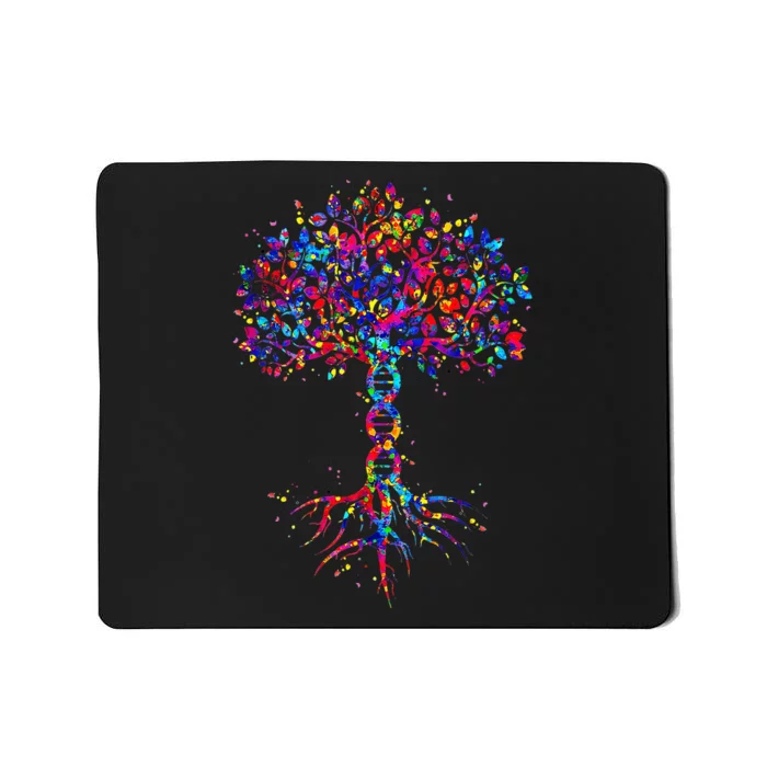 DNA Tree Life Watercolor Genetic Biologist Science Earth Day Mousepad