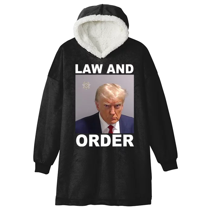 Donald Trump Law And Order Mugshot Hooded Wearable Blanket