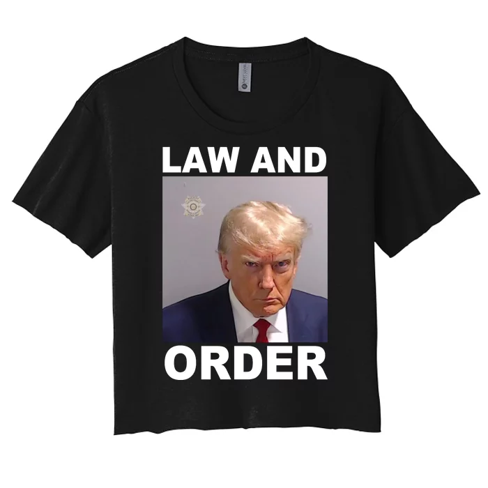 Donald Trump Law And Order Mugshot Women's Crop Top Tee