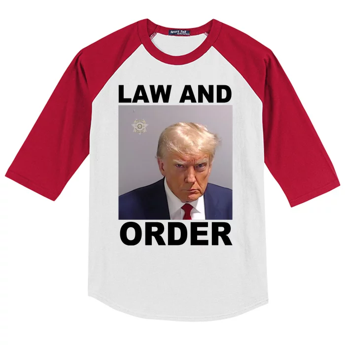 Donald Trump Law And Order Mugshot Kids Colorblock Raglan Jersey