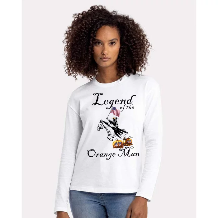 Donald Trump Legend Of The Orange Man Halloween Womens Cotton Relaxed Long Sleeve T-Shirt