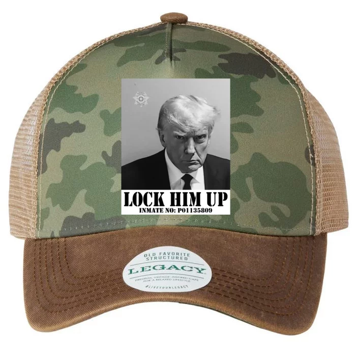 Donald Trump Lock Him Up Inmate Mugshot Legacy Tie Dye Trucker Hat