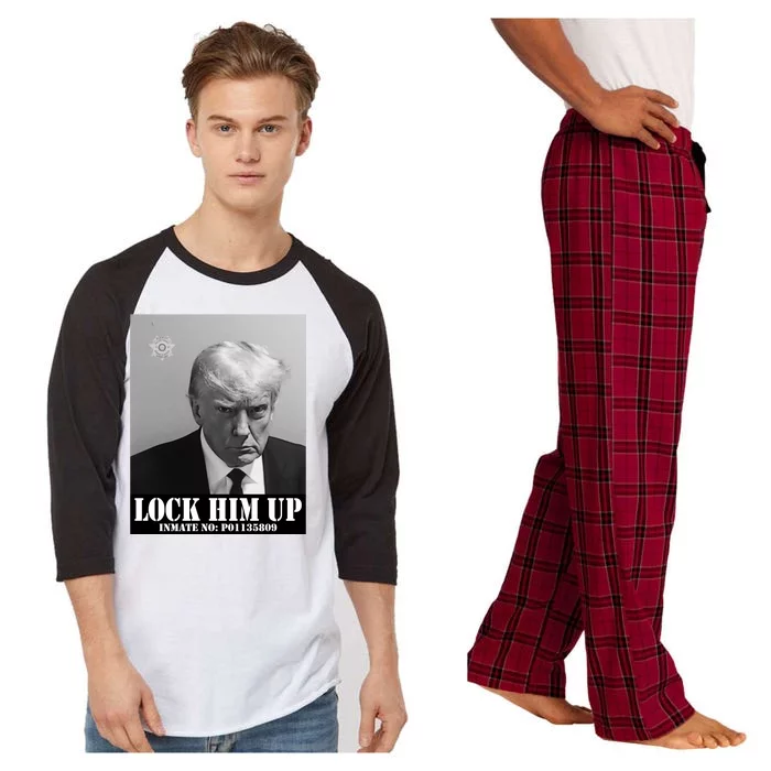 Donald Trump Lock Him Up Inmate Mugshot Raglan Sleeve Pajama Set