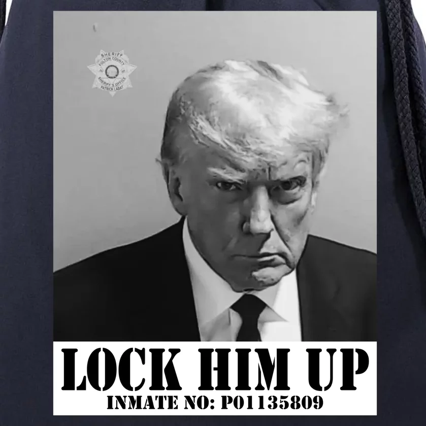 Donald Trump Lock Him Up Inmate Mugshot Drawstring Bag