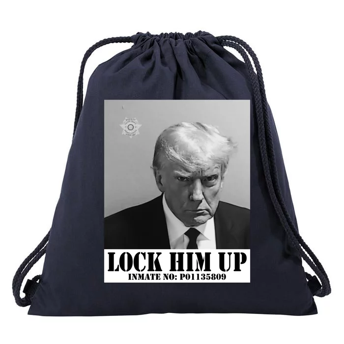 Donald Trump Lock Him Up Inmate Mugshot Drawstring Bag