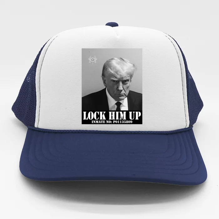 Donald Trump Lock Him Up Inmate Mugshot Trucker Hat