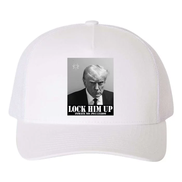 Donald Trump Lock Him Up Inmate Mugshot Yupoong Adult 5-Panel Trucker Hat