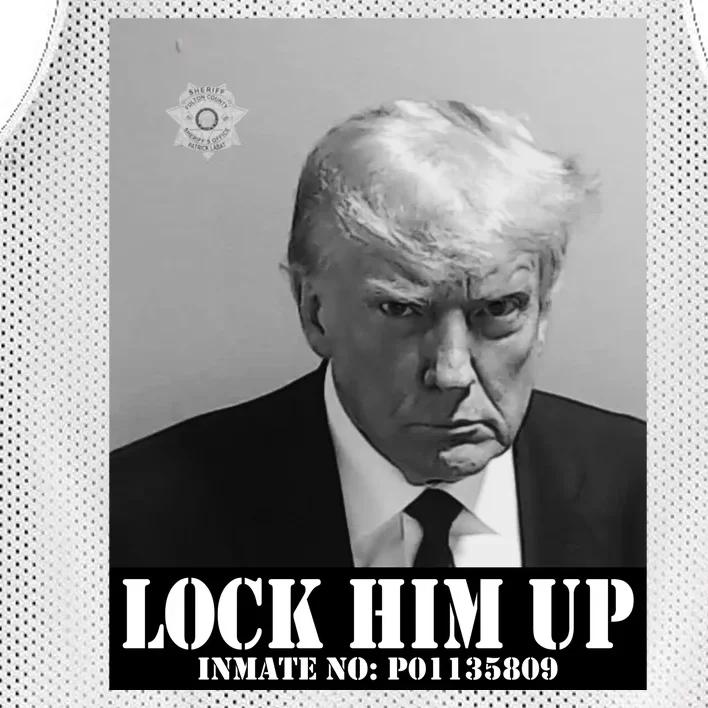 Donald Trump Lock Him Up Inmate Mugshot Mesh Reversible Basketball Jersey Tank