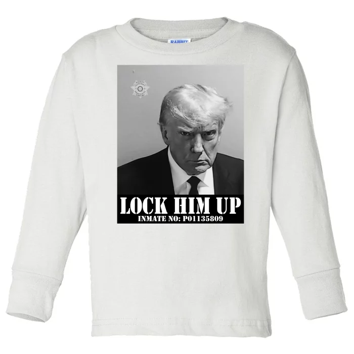 Donald Trump Lock Him Up Inmate Mugshot Toddler Long Sleeve Shirt