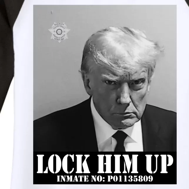 Donald Trump Lock Him Up Inmate Mugshot Women's Tri-Blend 3/4-Sleeve Raglan Shirt