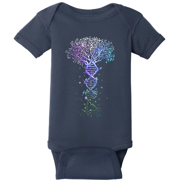 DNA Tree Life Earth Genetics Biologist Science Gift Baby Bodysuit