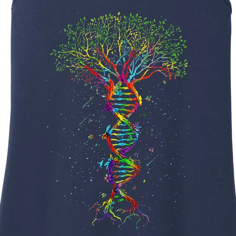 DNA Tree Life Genetics Biologist Science Earth Day Gift Ladies Essential Tank