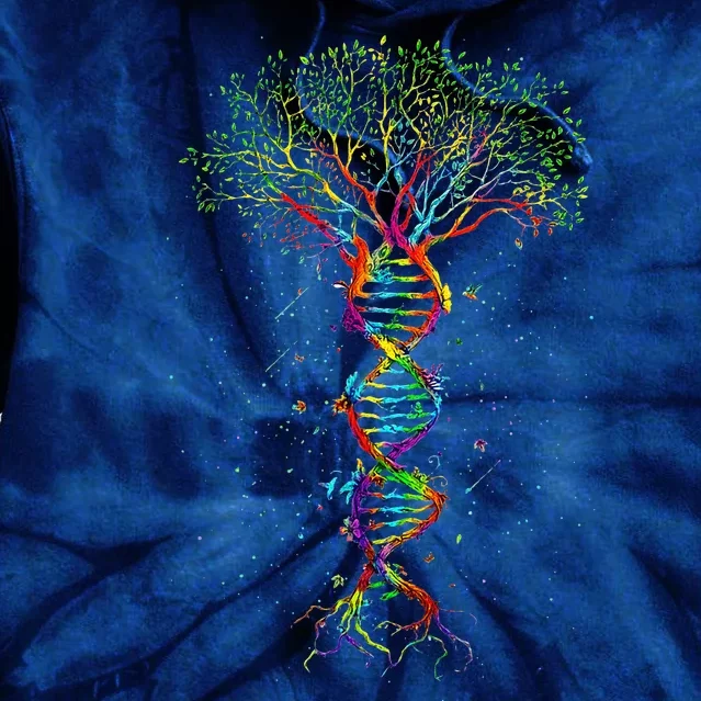 DNA Tree Life Genetics Biologist Science Earth Day Gift Tie Dye Hoodie