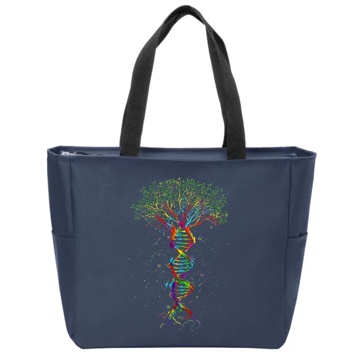 DNA Tree Life Genetics Biologist Science Earth Day Gift Zip Tote Bag