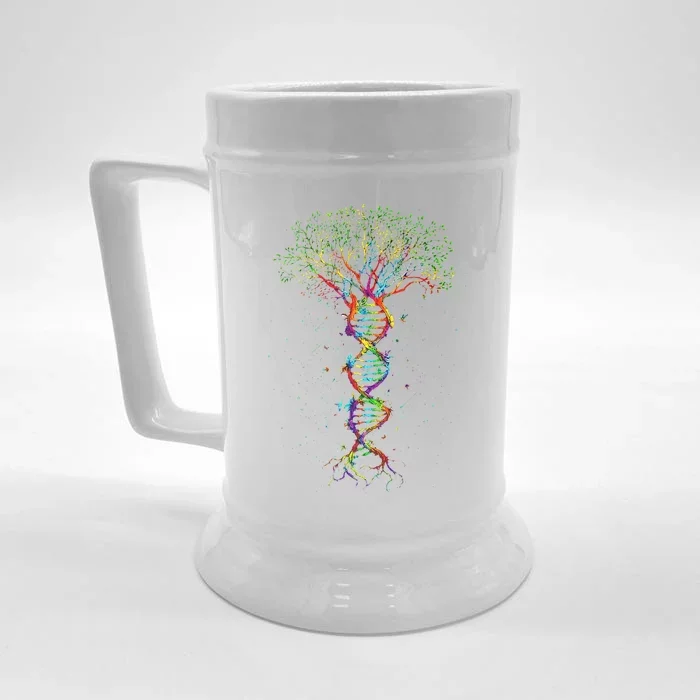 DNA Tree Life Genetics Biologist Science Earth Day Gift Front & Back Beer Stein