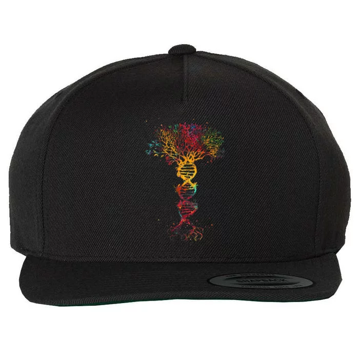 DNA Tree Life Genetics Biologist Science Earth Day Gifts Wool Snapback Cap