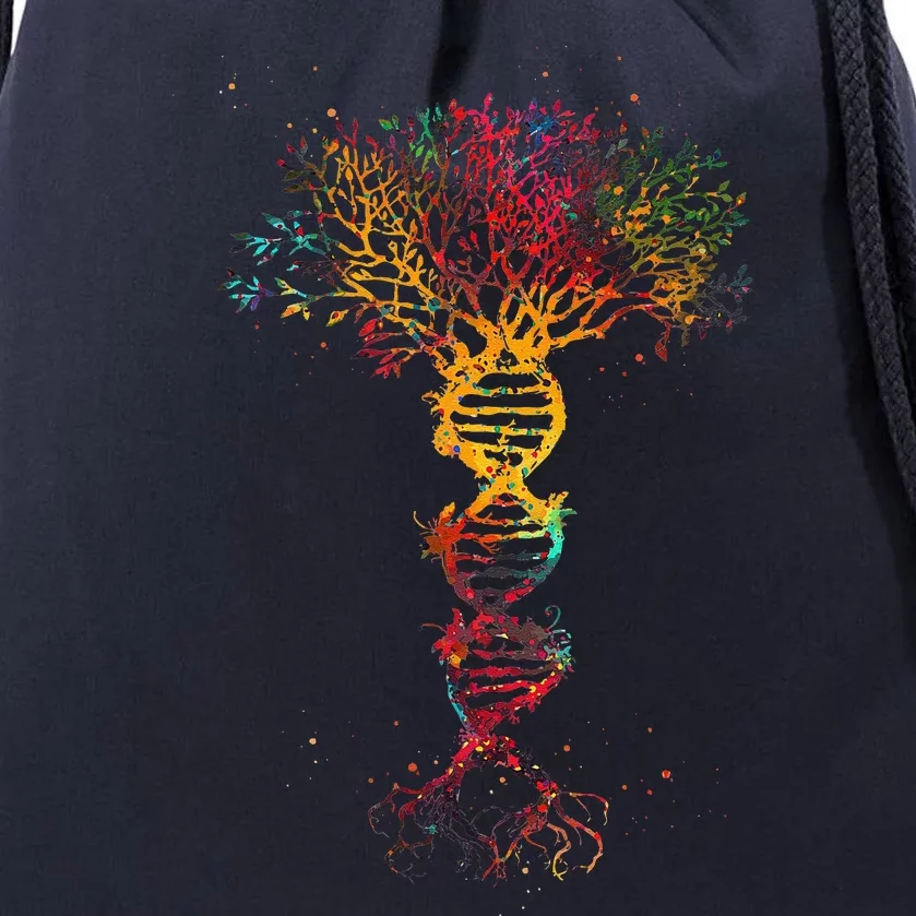 DNA Tree Life Genetics Biologist Science Earth Day Gifts Drawstring Bag