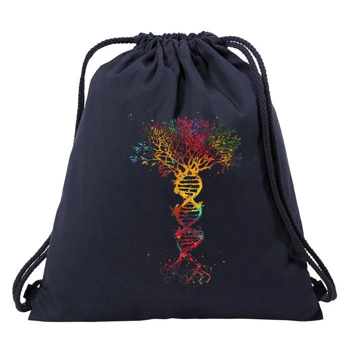 DNA Tree Life Genetics Biologist Science Earth Day Gifts Drawstring Bag