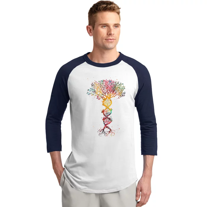 DNA Tree Life Genetics Biologist Science Earth Day Gifts Baseball Sleeve Shirt