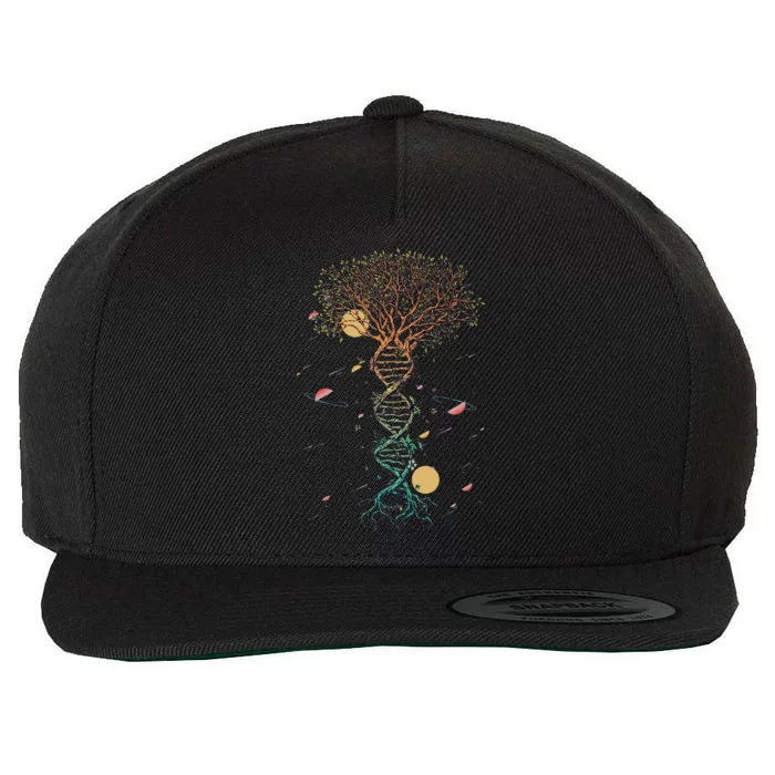 DNA Tree Life Genetics Biologist Science Earth Day Teachers Wool Snapback Cap