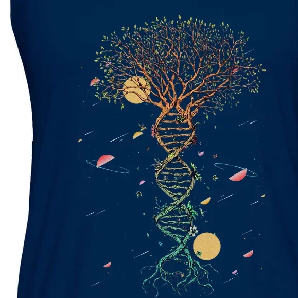 DNA Tree Life Genetics Biologist Science Earth Day Teachers Ladies Essential Flowy Tank