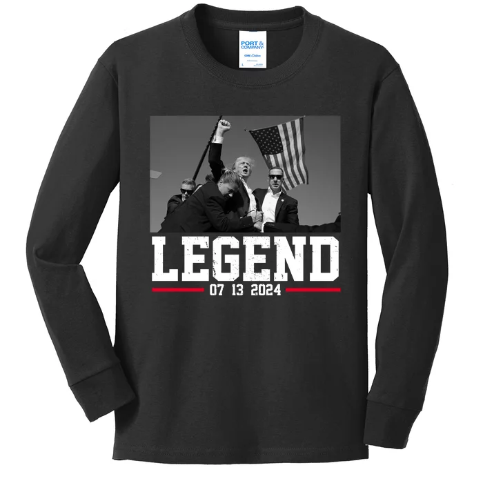 Donald Trump Legend 07/13/2024 Rally Pennsylvania Kids Long Sleeve Shirt