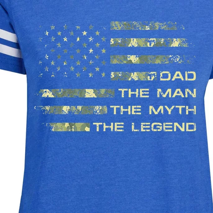 Dad The Man The Myth The Legend Fathers Day Camo US Flag Enza Ladies Jersey Football T-Shirt