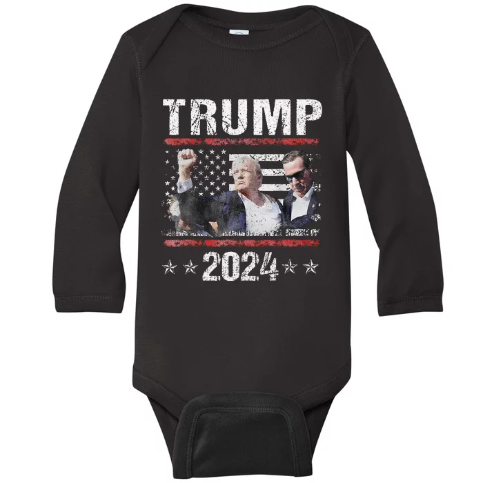 Donald Trump 2024 Take America Back Election (On Back) Baby Long Sleeve Bodysuit