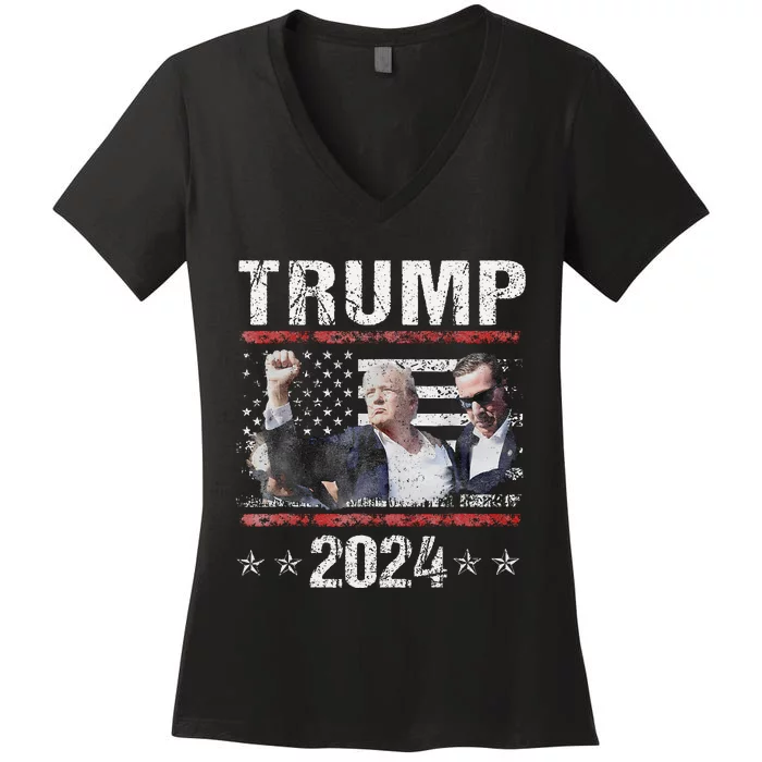 Donald Trump 2024 Take America Back Election (On Back) Women's V-Neck T-Shirt