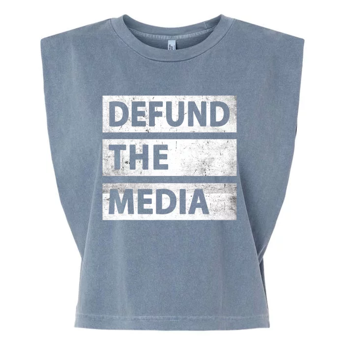 Defund The Media Political Fake News Garment-Dyed Women's Muscle Tee